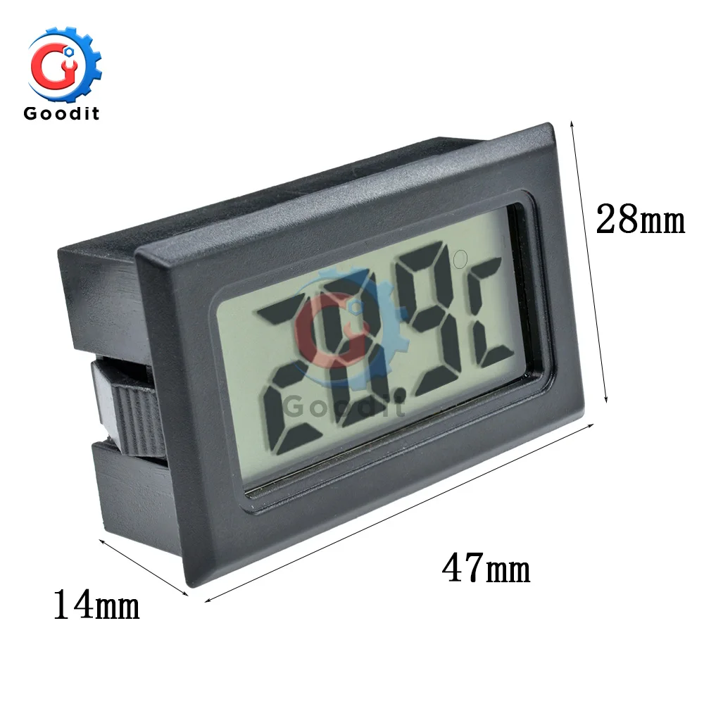 Mini LCD Digital Thermometer  -20~110 ℃ Refrigerator Fridge Thermometer indoor outdoor Probe 1M for Freezer Temperature Black