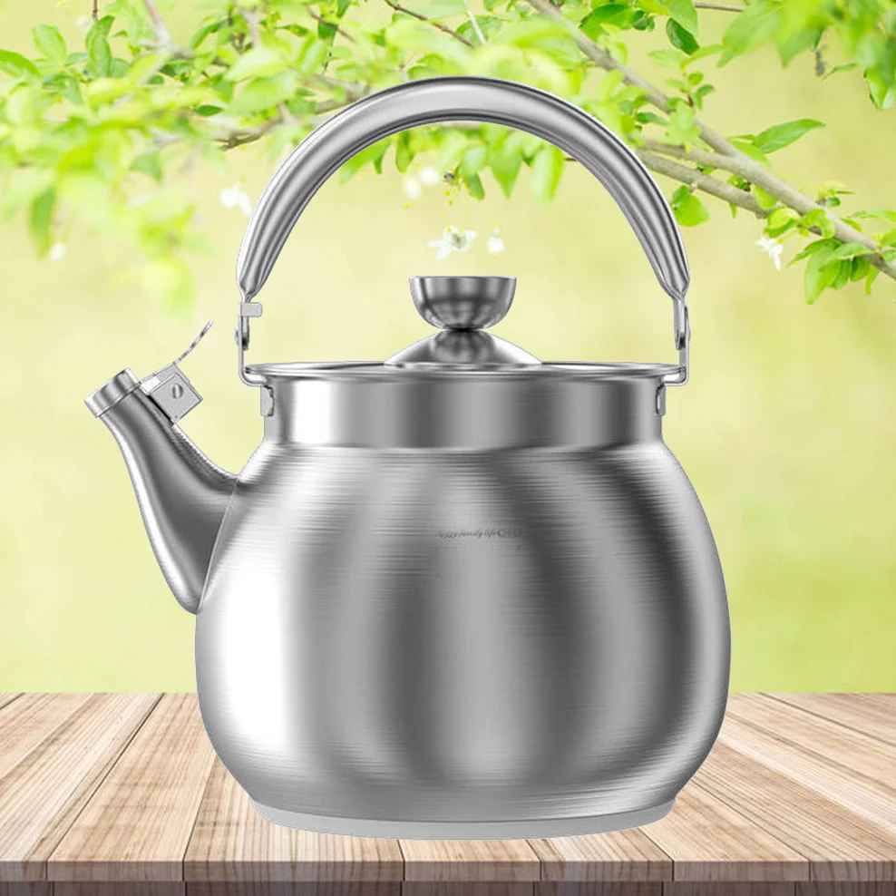 304 Stainless steel boiling kettle, Large capacity boiling water pot, Whistle kettle for induction cooker, gas stove, 5.5L