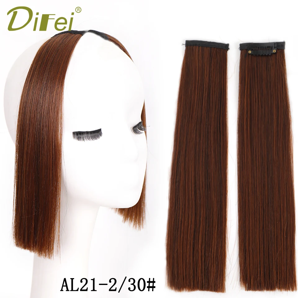 DIFEI Synthetic Natural Hair Pads Invisible Seamless Hair Extension Clip In Hair Extension Lining of Hair Top Side Cover Hair