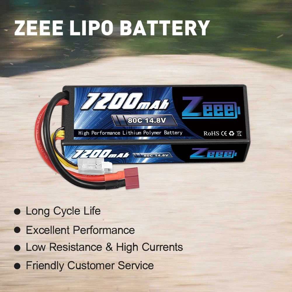 Zeee 4S 7200mAh Lipo batteria 14.8V 80C con Deans Plug Hardcase per RC Car Truck Tank RC Buggy Truggy Racing Hobby Model Parts