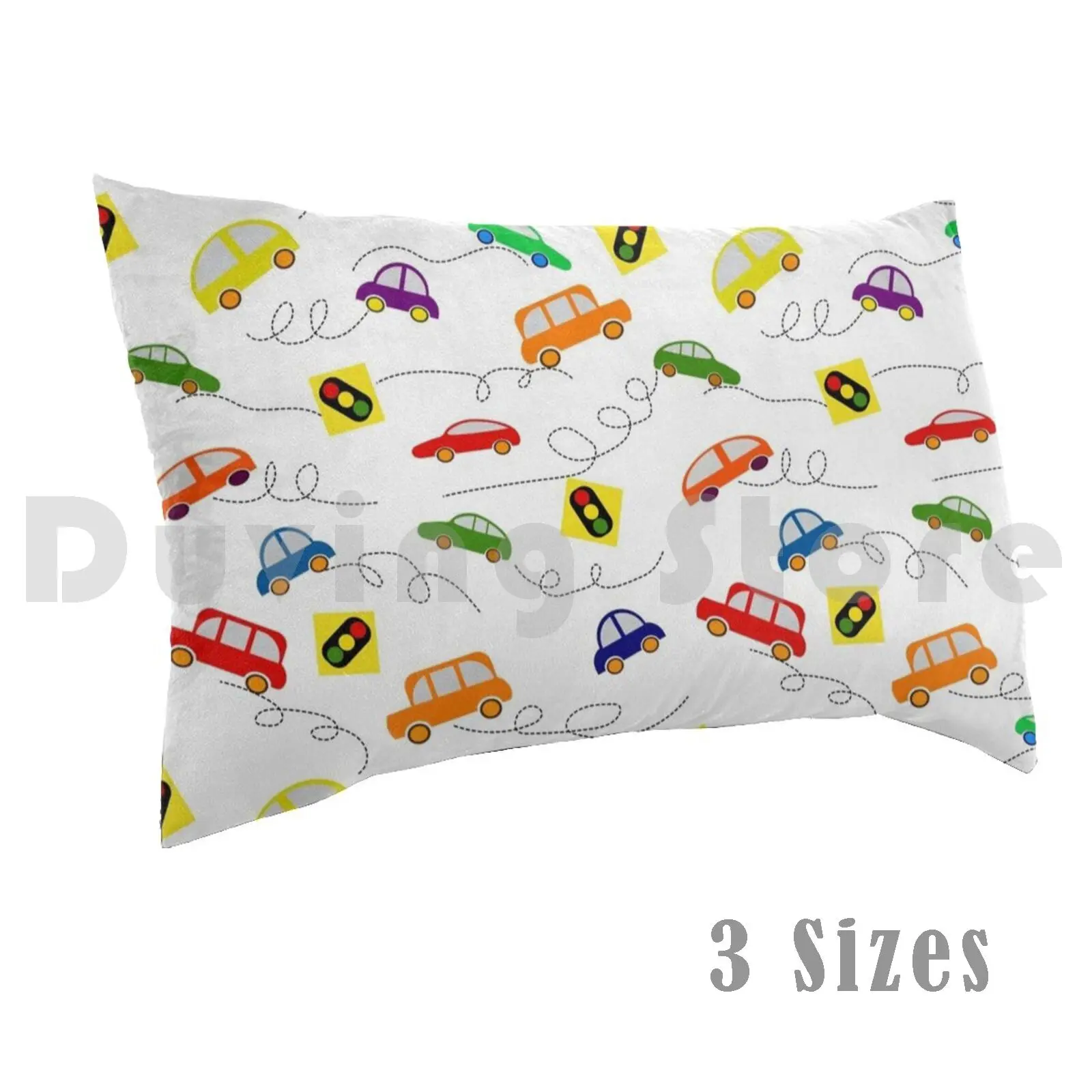 Cars And Traffic Lights. Kids Toys. Pillow Case Printed 50x75 Cars Childrens Toys Transport Multicolored For