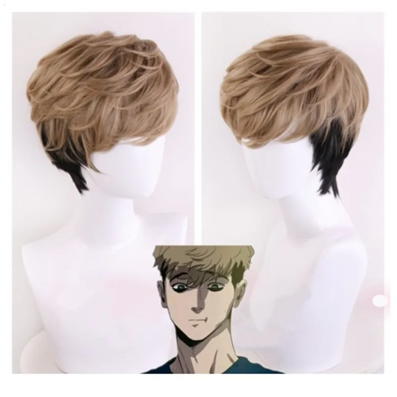 

Killing Stalking SangWoo Short Linen Black Ombre Heat Resistant Cosplay Costume Wig+Wig Cap