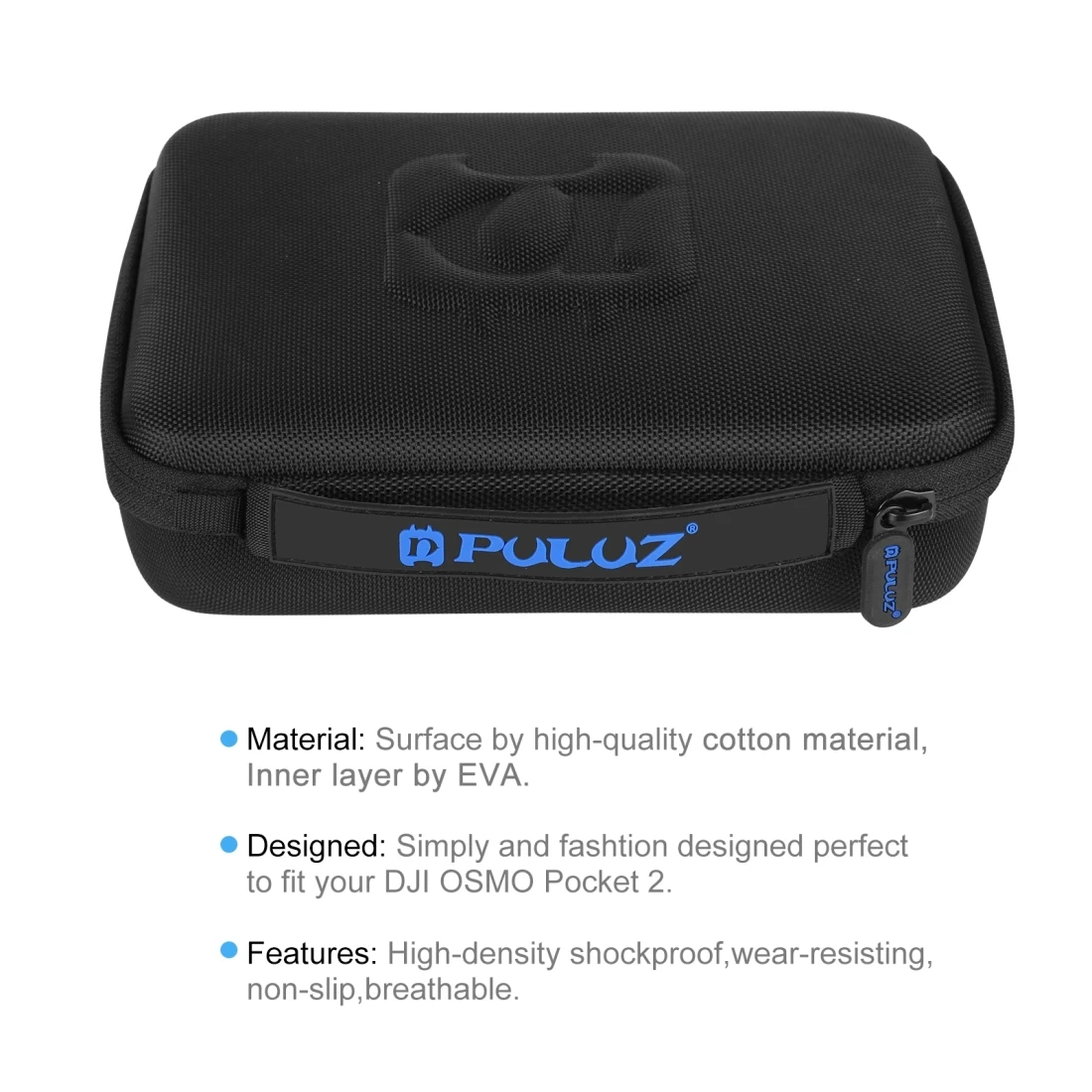 PULUZ-Bolsa de transporte de viaje impermeable, caja de almacenamiento de EVA dura para DJI OSMO Pocket 2, cardán de mano, cámara, tamaño 23x18x7cm