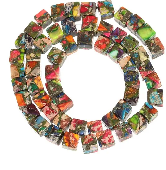 

7mm 50pcs/lot Emperor Stone Square Bead For DIY Necklace Jewelry Making Accessories Colorful Ball Beads dg4s