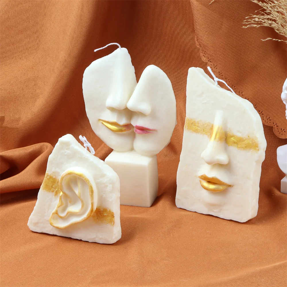 Molde abstrato facial da vela do silicone, molde do emplastro do torso do corpo, Handmade cara e orelha, Decoração Home Ornamentos, Criativo