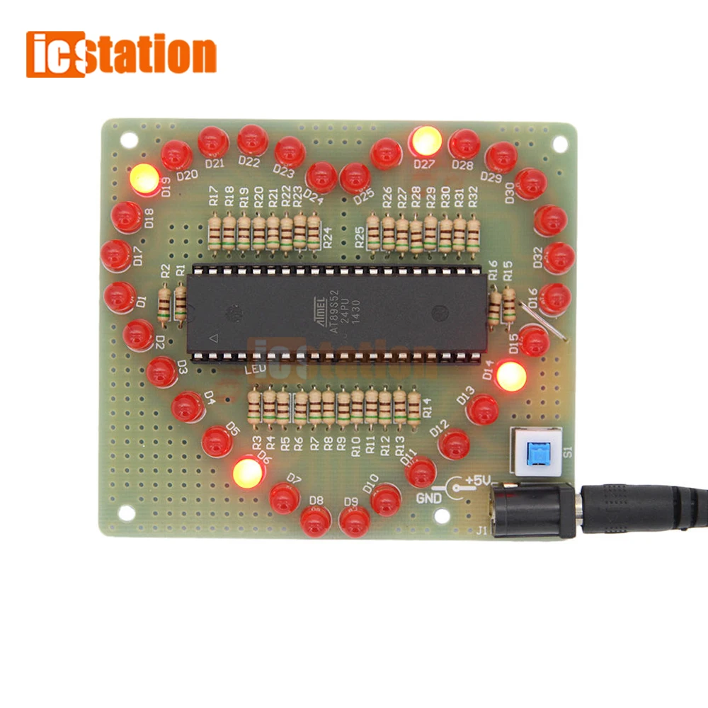 51 Single-chip Heart-shaped Water Light DIY Kit LED RGB Love Light Colorful Glare  Electronic Production DIY Send Program