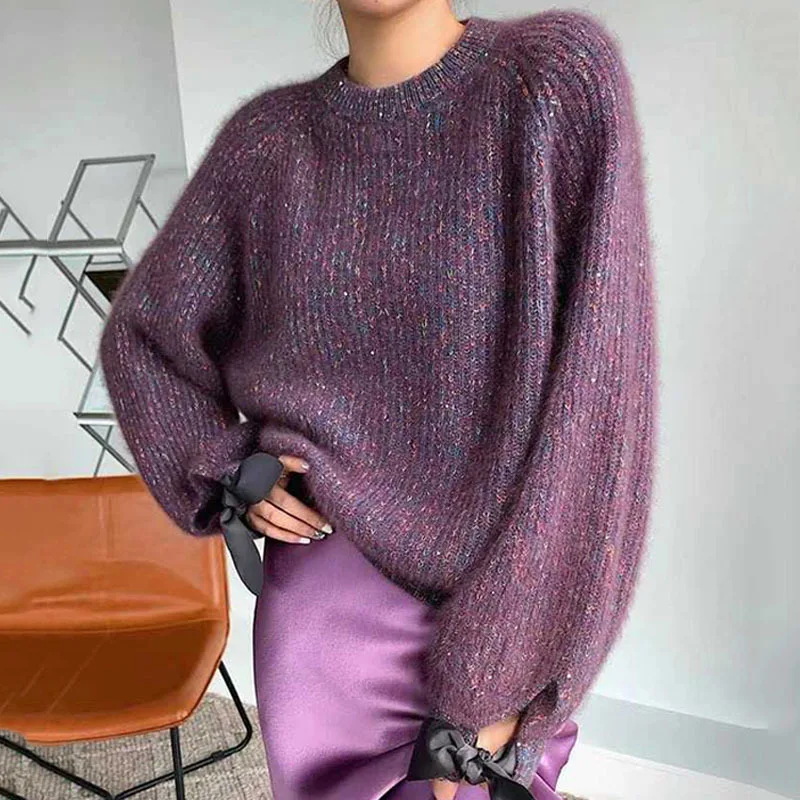 2022 Spring loose Sweet  Knitting Sweater Loose Fit Round Neck Long Sleeve Women Pullovers New Fashion Korean Japan Style Autumn