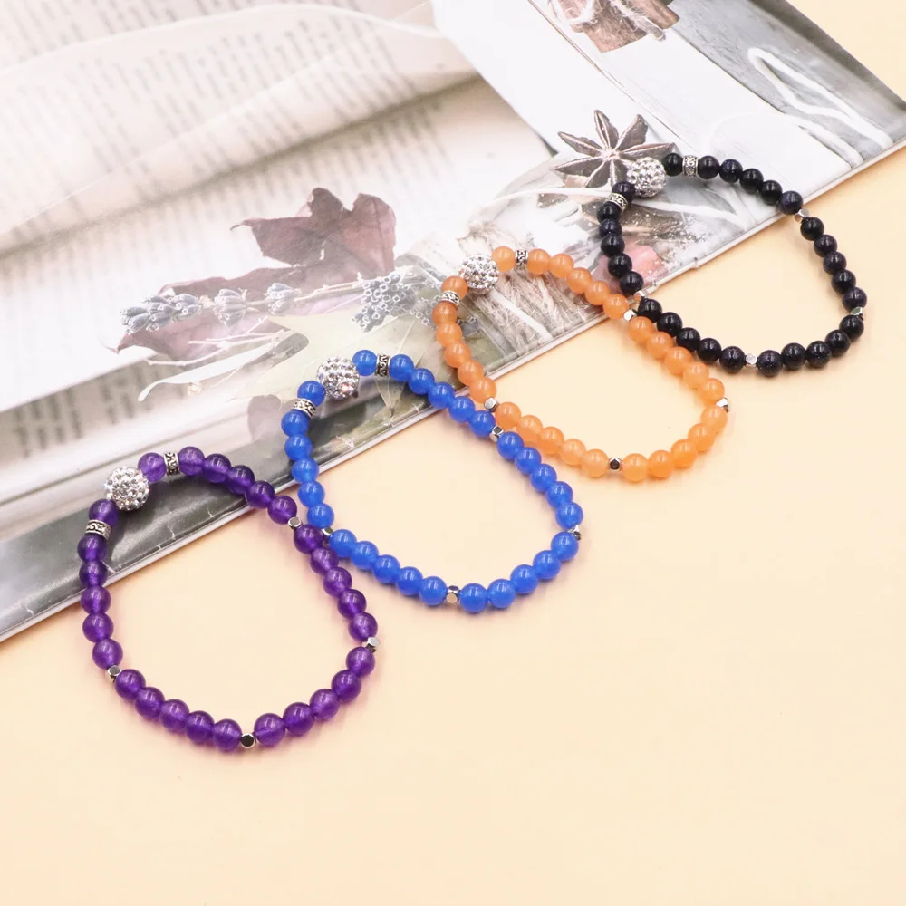 Beads Bracelet Wristband Jewelry for Women Girls Gifts Natural Stone Jades Crystal Galaxy Solar Ametysts Bracelets Bangle B377