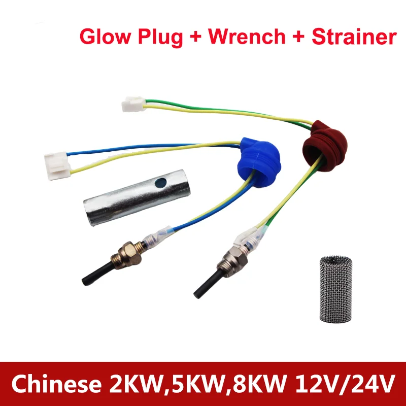 12V 24V 2KW 5KW 8KW Chinese Heater Parts Accessories Glow Plug Ceramic Pin + Burner Filter + Wrench