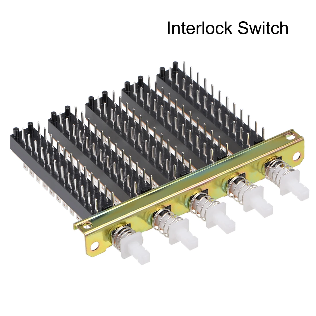 Interlock Push Button Switch Piano Type 8PDT 24Pin 5Row Straight Through Hole Straight Key Switch Long Service Life Power Switch