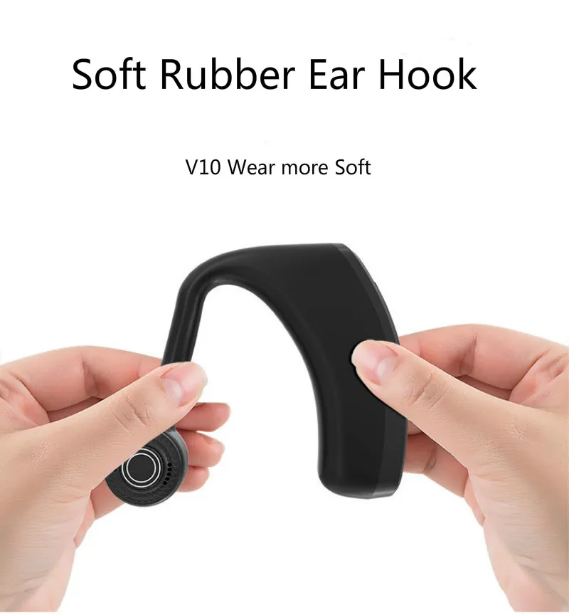 V10 V9 비즈니스 블루투스 헤드폰 드라이버 핸즈프리 이어폰, 마이크 음성 명령 포함, 노이즈 캔슬링, 아이폰 안드로이드 폰용