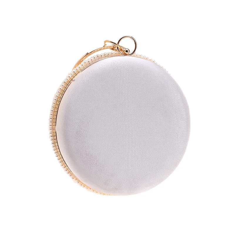 Bolso de mano con perlas brillantes para mujer, bolsa de mano pequeña con forma redonda, bolso de diseñador de lujo con diamantes, bolso de noche