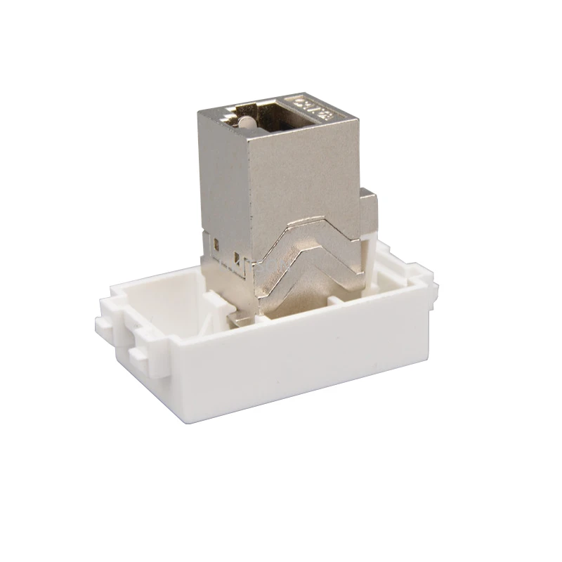 Female CAT6A RJ45 Slot Module 23x36mm Socket For 10GB LAN Shielded CAT.6A Internet Extender Plug In White Color