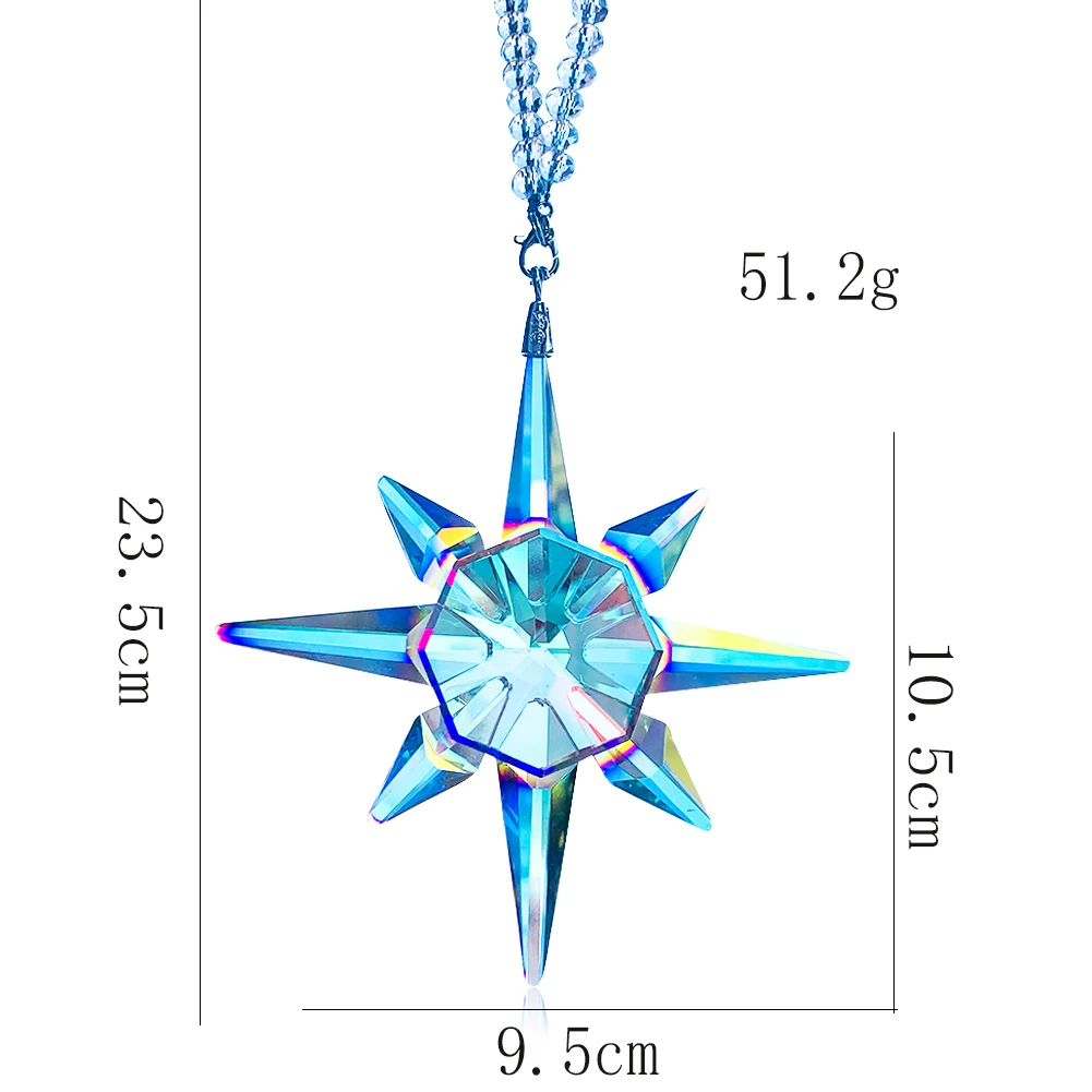 AB Color Crystal Snowflakes Car Pendant Decor Suspension Charms Ornaments Star Suncatcher Prisms Hanging Trim Christmas Gifts