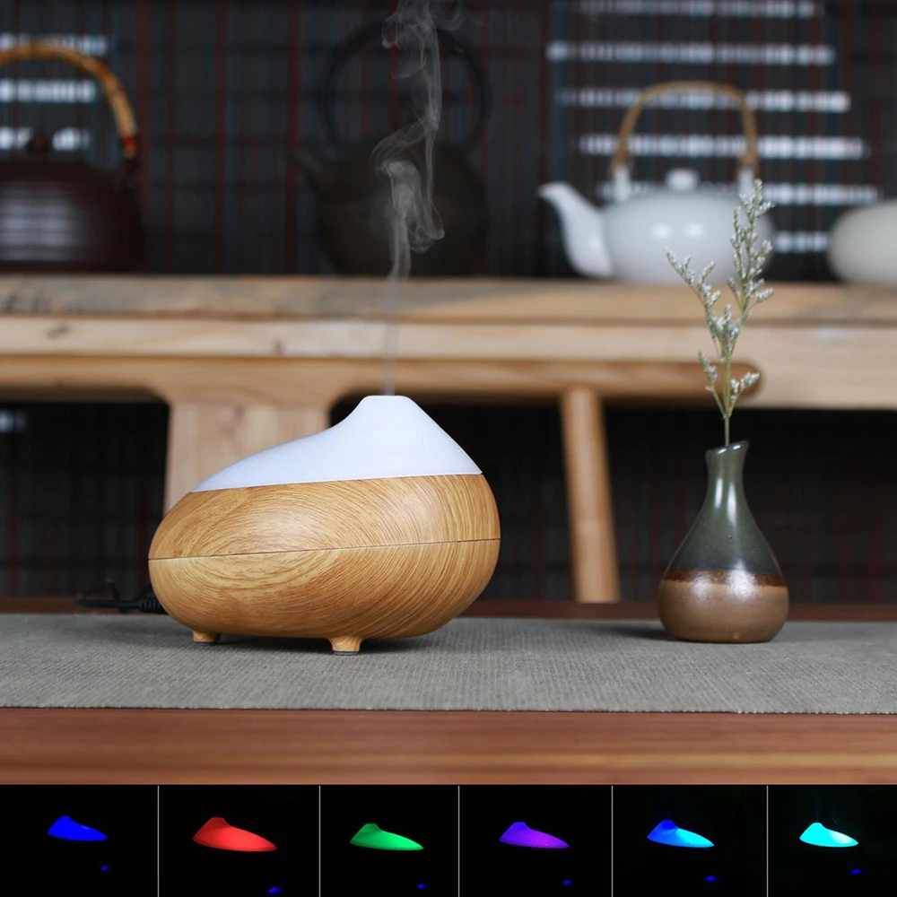 100ml Electric Humidifier Essential Aroma Oil Diffuser Ultrasonic  Wood Grain Air Humidifier Mist Maker LED Light For Home