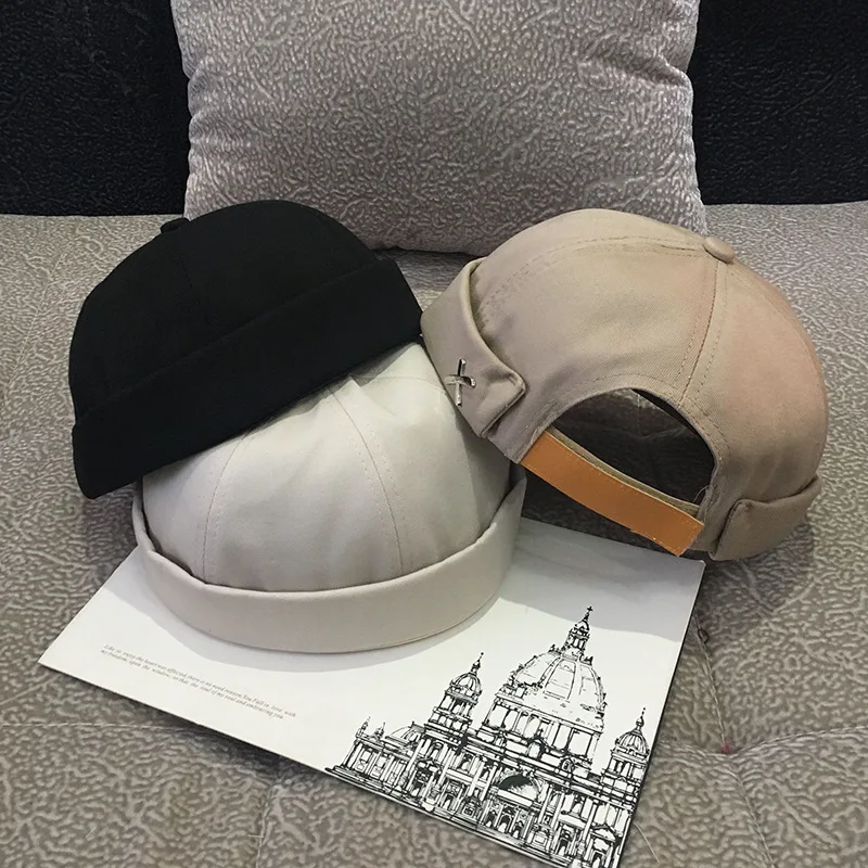 Sombrero de cúpula Vintage para hombre, gorros de terciopelo de Color sólido para hombre, gorras de calavera sin ala, gorra de Hip Hop informal