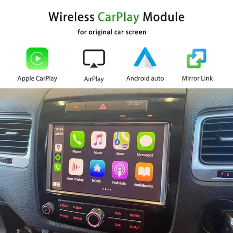폭스바겐 투아렉 RNS850 용 무선 애플 카플레이 인터페이스, 안드로이드 자동 시리 폰 화면 미러 링크