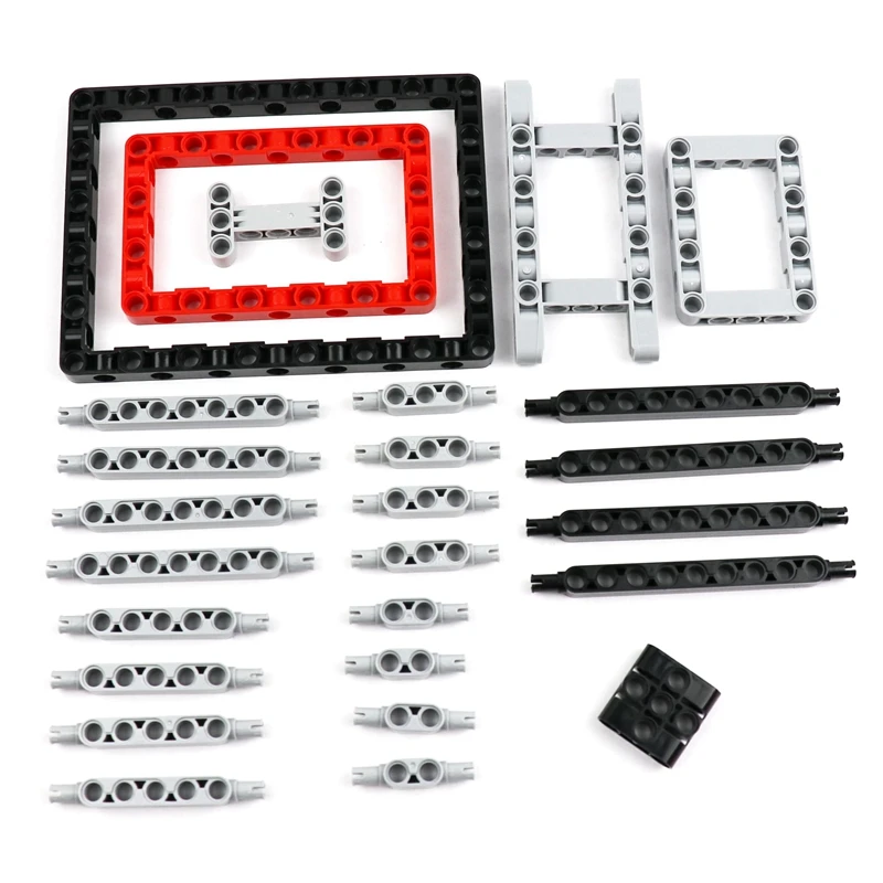 26 Pieces MOC Technical Parts Beam 1X2 1X3 1X5 1X7 1X9 5X7 5X11 Liftarm Double Head With Pin Building Blocks Set Accessory