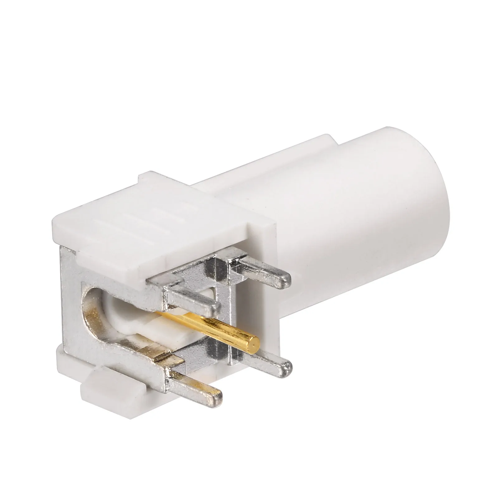 Eightwood Fakra Code B White/9001 SMB Plug Male PCB Mount Angled RF Connector for Car Radio with Phantom Supply Antenna Reciever