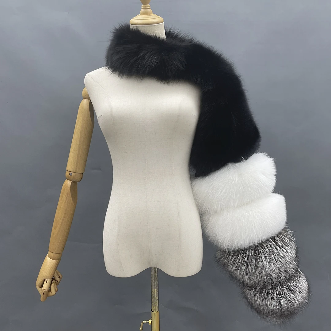 แขนเสื้อขนสุนัขจิ้งจอกแท้ JANEFUR รุ่นใหม่ทันสมัย สำหรับผู้หญิง ฤดูหนาว อุ่นสบาย แฟชั่นหรูหรา เสื้อโค้ทขนสัตว์ สีรุ้ง ผลิตตามสั่ง ขายส่ง แขนเสื้อขนสัตว์เดี่ยว