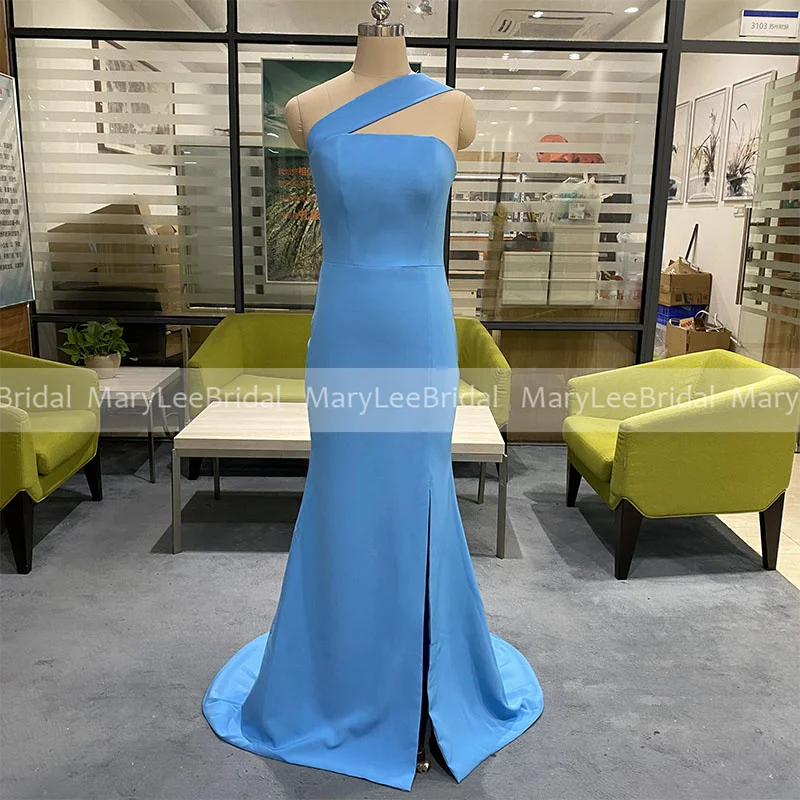 Vestidos De dama De Honor sencillos De un hombro, Vestido largo De fiesta De boda con abertura lateral De sirena Rosa rubor, vestido De dama De Honor,vestidos de fiesta para bodas