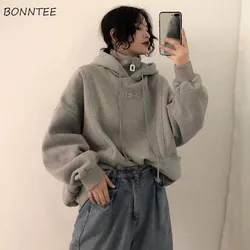 Hoodies Women Autumn Winter Trendy Korean Style Simple Casual Ulzzang High Quality Streetwear Soft Loose Solid Womens Clothing