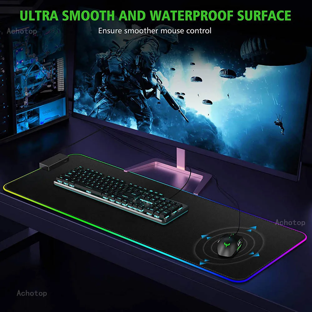 Imagem -02 - Diy Personalizado Personalizado Mouse Pad Iluminação Led Grande Gaming Mousepad Rgb Iluminação Portátil Mesa Tapete de Borracha Gamer Tapete