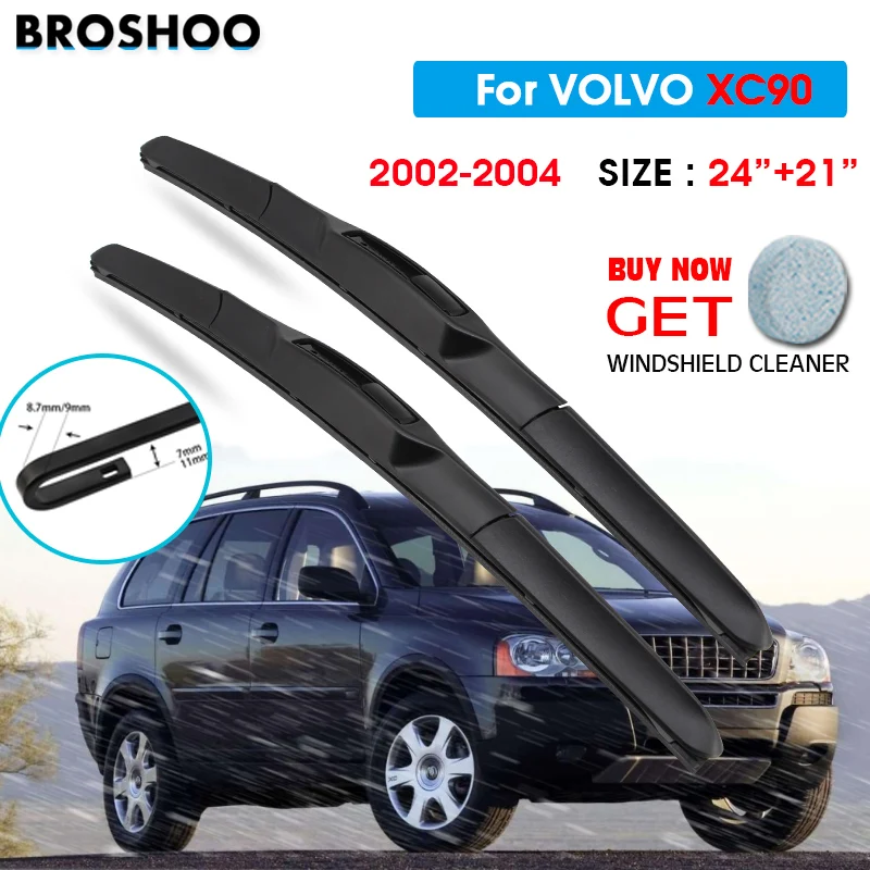 

Car Wiper Blade For Volvo XC90 24"+21" 2002-2004 Auto Windscreen Windshield Wipers Blades Window Wash Fit U Hook Arms