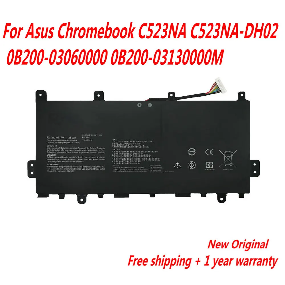 NEW C21N1808 Laptop BatteryFor Asus Chromebook C523NA C523NA-DH02 0B200-03060000 0B200-03130000M 7.7V 38WH