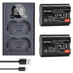 2つのバッテリー2280mah,NP-W235 np,w235,USB,デュアル充電器,タイプCポート付き,fuji X-T4,gfx 100s,X-T5, X-H2用