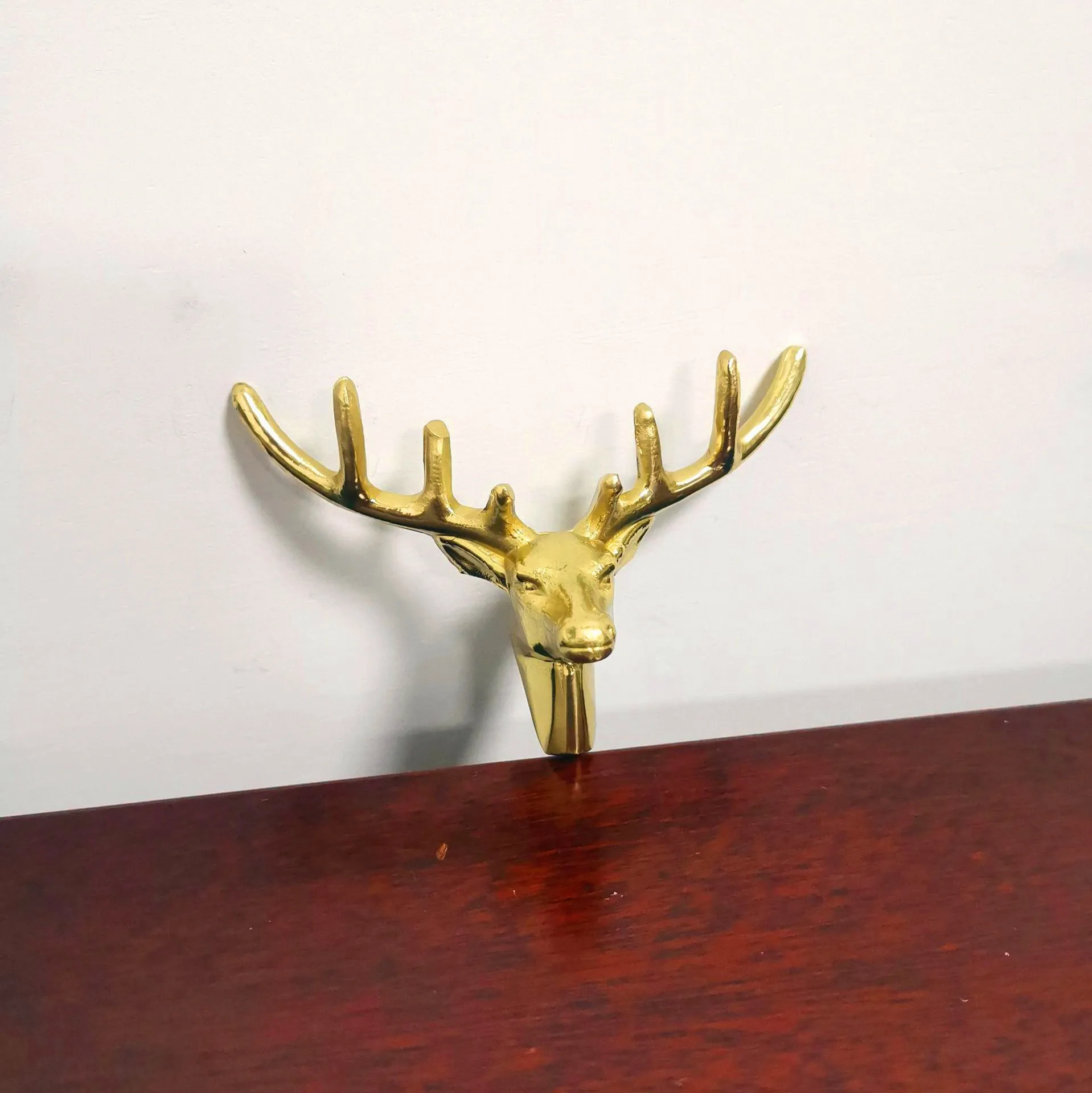 American Retro Deer Head Handle Solid Brass Golden Drawer Cabinet Door Cupboard Shoe Cabinet Knob Diy Furniture Pulls