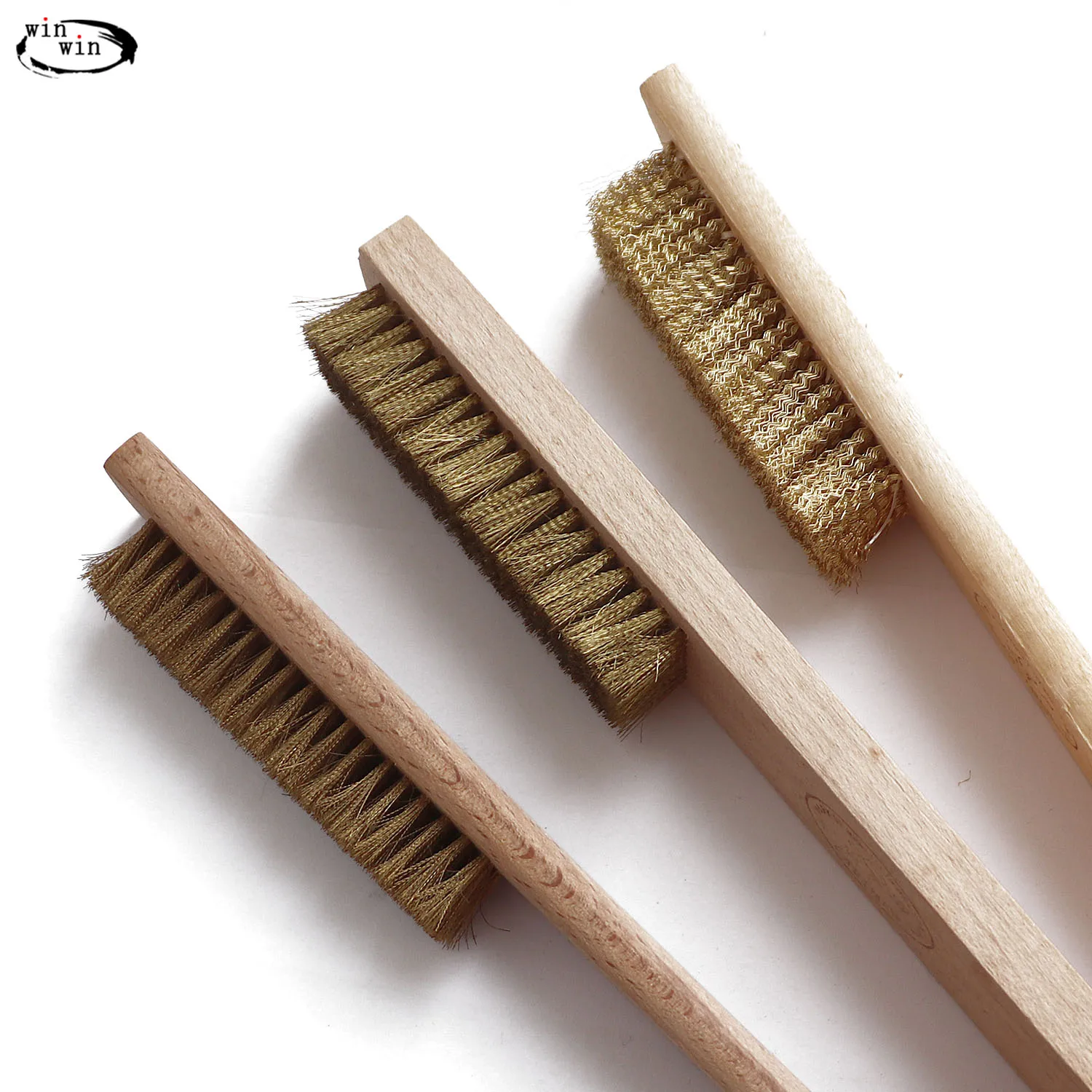 1 Piece Copper Wire Brush - Brass Wire Copper Brushes with Wooden Handle for Polishing or Surface Texture Removal on Soft Metals