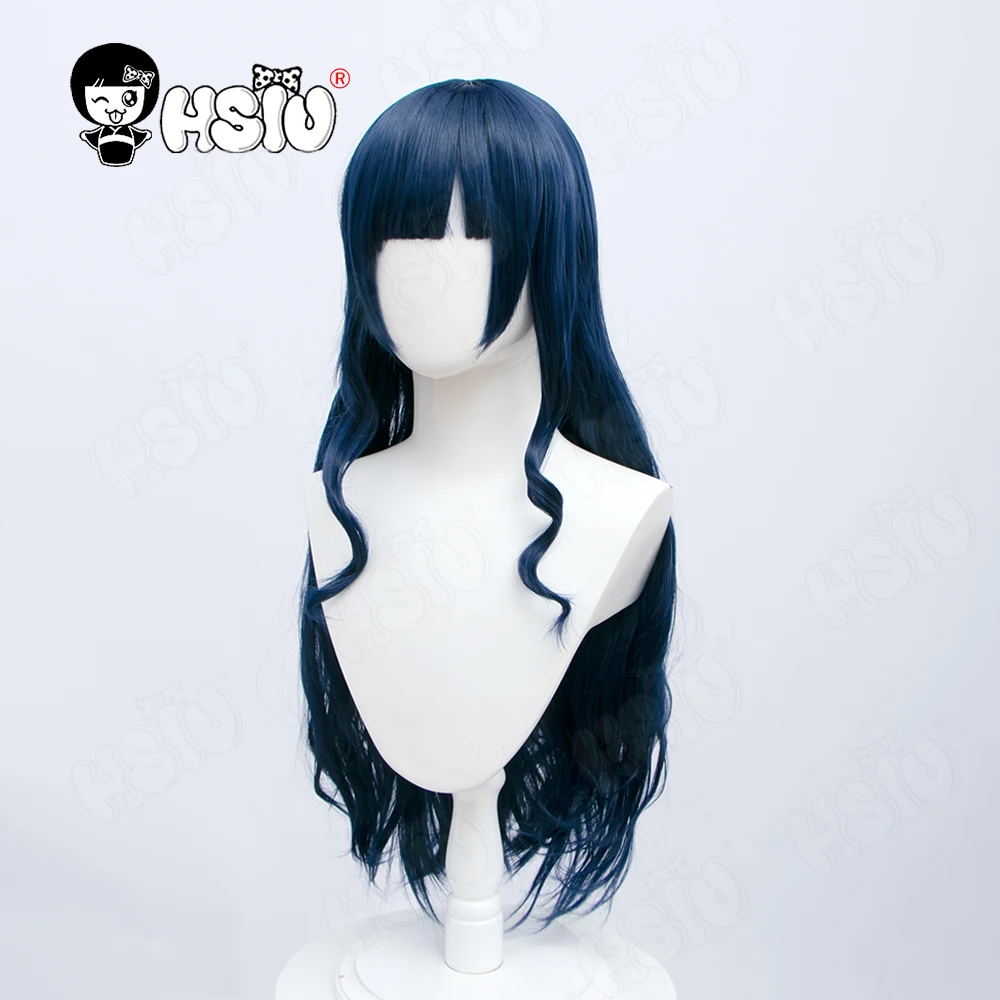 

Gaia Cosplay Wig Game Final Fantasy XIV FF14 Cosplay HSIU ​Navy blue long Synthetic Hair+Free wig Cap Gaia wig