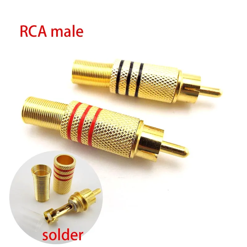 Gold Plated RCA Connectors Male Female Plug Adapter Solder Type for Audio Cable Plug Adapters Video CCTV Camera