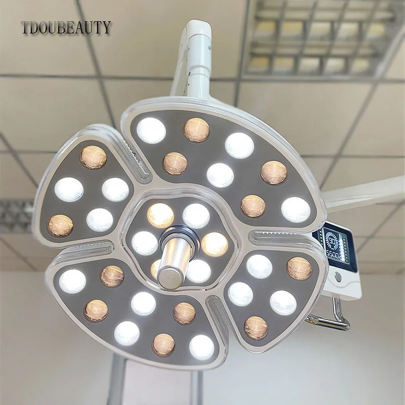 TDOUBEAUTY lampada per sala operatoria senza ombra medica chirurgica a LED a doppia testa per unità odontoiatrica con 64 lampadine (90V-240V)