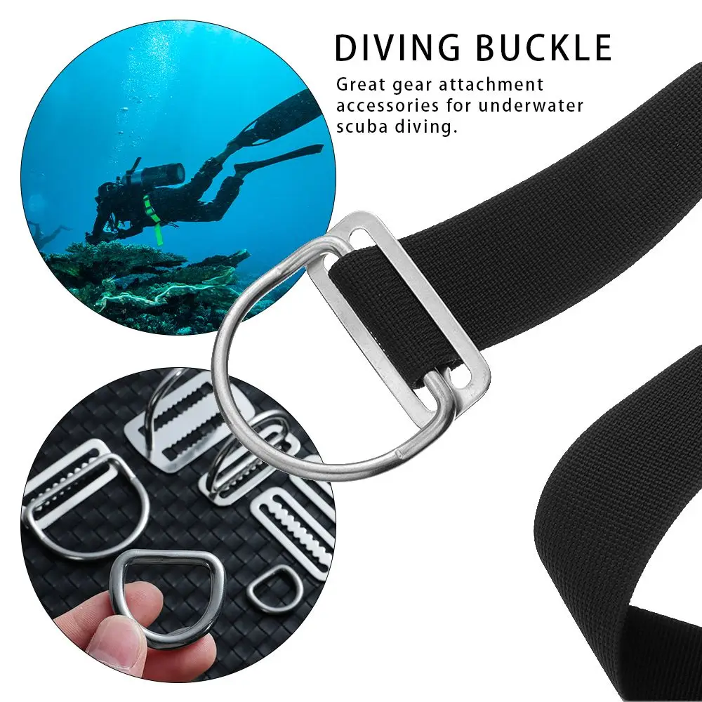 

9 Styles 2" Stainless Steel Webbing Harness Scuba/Diving Weight Belt Belts Retainer Stopper Slide Keeper D Ring