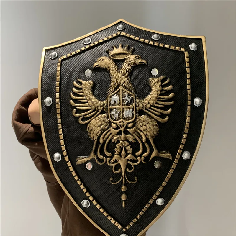 Cosplay 1:1 escudo guerrero Medieval guardia real águila negra corona escudo armas Prop película juego Anime juego de rol Cos regalo seguridad