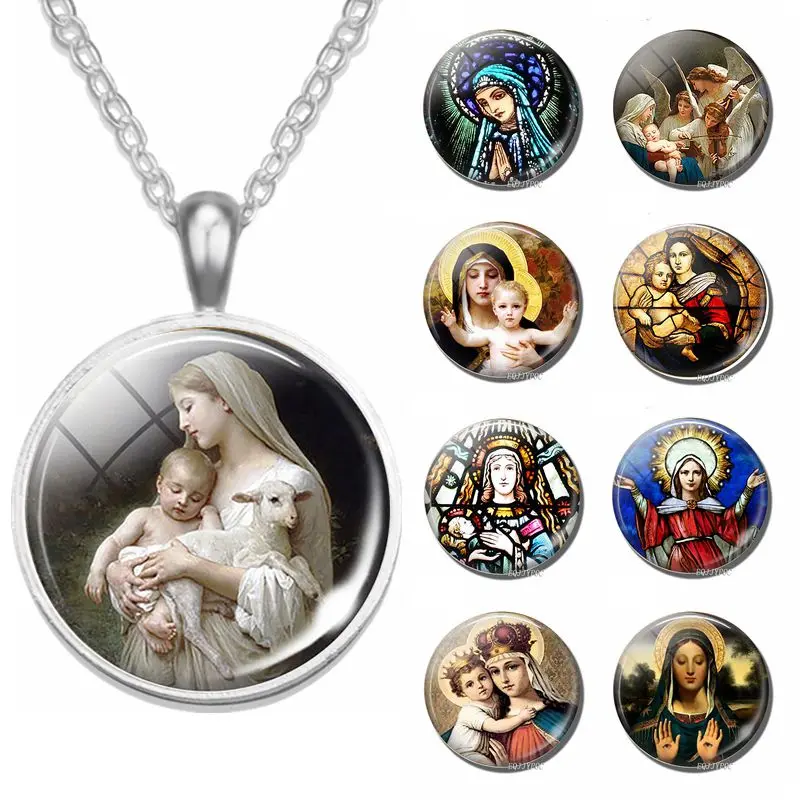 

Virgin Mary Necklace Fashionable Men Women Pendant Christian Catholic Religious Belief Jewelry Church Souvenir Christians Gifts