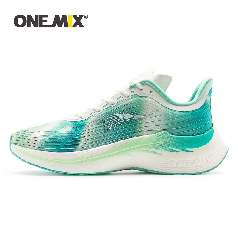 ONEMIX Marathon 2024 Men Running Shoes Green Breathable Mesh Soft Women Sneakers Lace Up Mesh Outdoor Athletic Sport Shoes