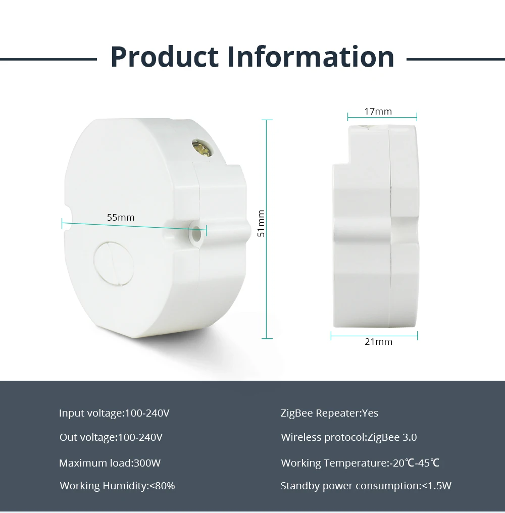 Zemismart Zigbee Switch SmartThings Tuya Zigbee telecomando modulo in linea Mini interruttore 2 bande 2 vie