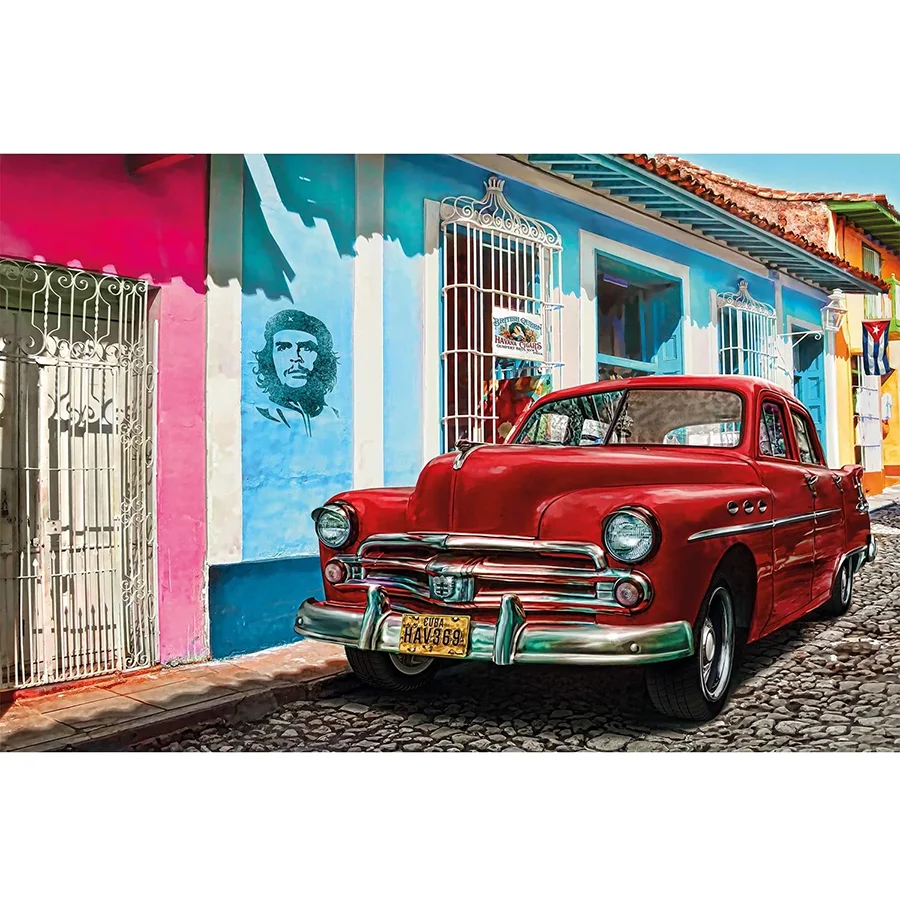 

Diy 5D Havana Cuba Street Vintage Red Car Full Diamond Painting Cross Stitch Kits Art Scenic 3D Paint By Diamonds