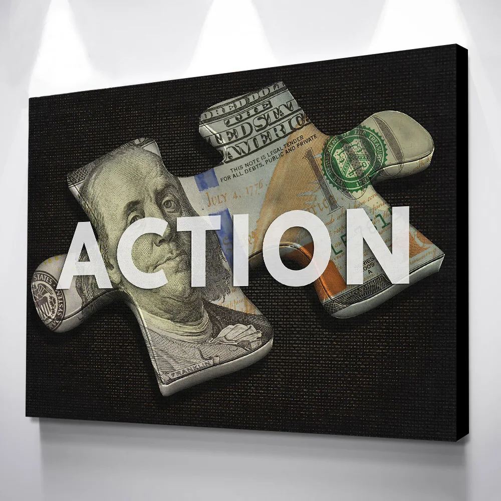 Home Decor Picture Canvas Art Money Puzzle Canvas Painting Posters And Prints Wall Pictures For Living Room Drop Shipping - view 2