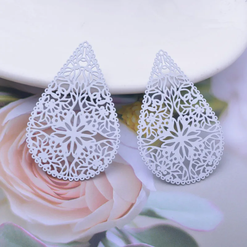 30 Stück AB5174 40*26mm Messing Blumen-Anhänger in Türkisfarbe DIY Ohrring Schmuckzubehör – Detail 3