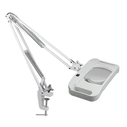 Lente d'ingrandimento per illuminazione da tavolo con clip quadrata HD con lampada produttore di riparazione per lettura a LED LT-86G