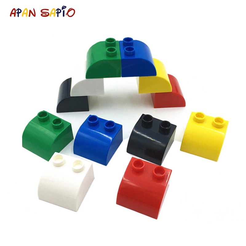 12PCS/lot BIG DIY Building Blocks Arc Figures Bricks 1x2Dot Educational Creative Toys for Children Compatible brands bricks