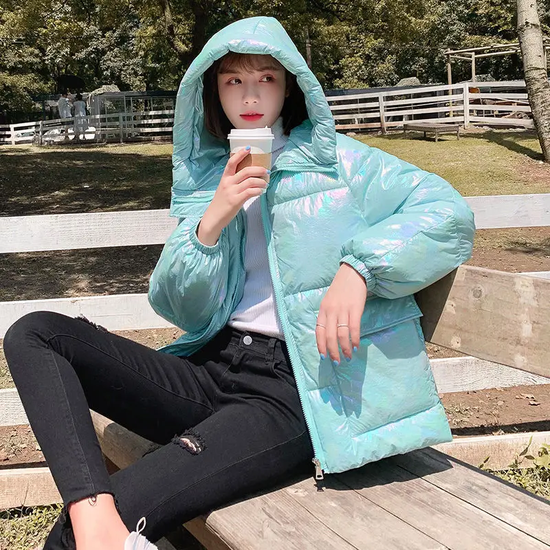 2024 Fashion Autumn Winter Women Short Hooded Multicolor Down Parkas Warm Thick Winter Jacket Women Jackets Coats