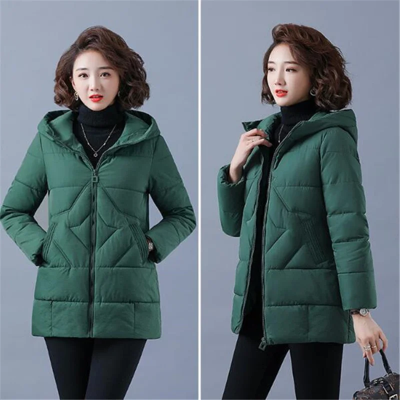 Loose Hooded Cotton Coat For Women New Winter Warm Parkas Female Thicken Outwear Padded Parka Overcoat Casual Zipper Long Jacket