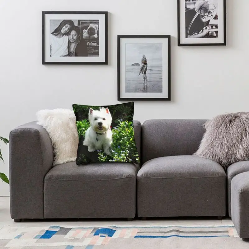 웨스트 하이랜드 화이트 테리어 쿠션 커버 45x45cm Westie Dog 부드러운 현대 던지기 베개 케이스 홈 인테리어