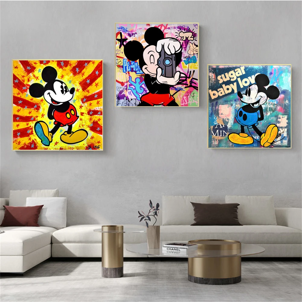 

Disney Canvas Painting Watercolor Graffiti Pop Art Anime Cartoon Poster Print Wall Mickey Mouse Donald Duck Pictures Room Decor