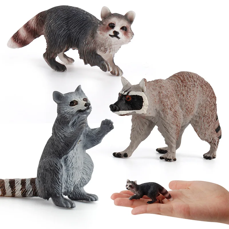 Mini Realistic Forest Animal Figures Raccoon Ring Tailed Lemur Model Ornaments PVC Action Figure Educational Toys Child's Gifts